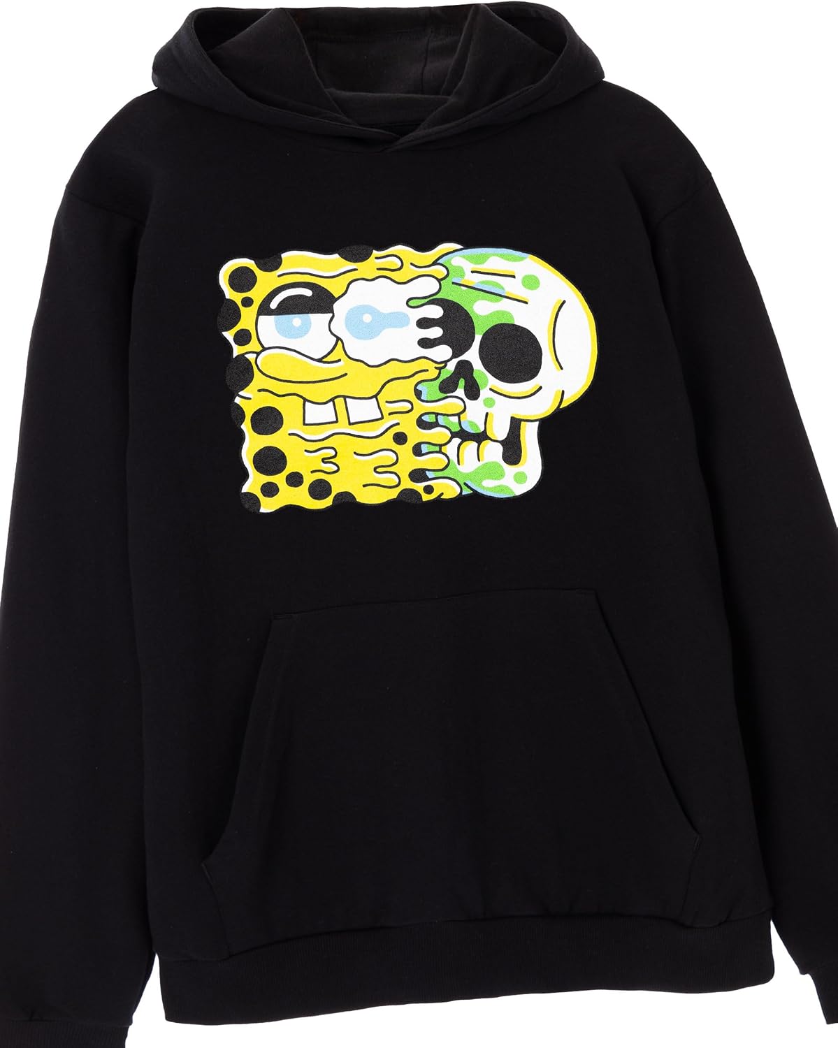 SpongeBob SquarePants Mens Black Skull Hoodie | Creative Cartoon Graphic Sweatshirt