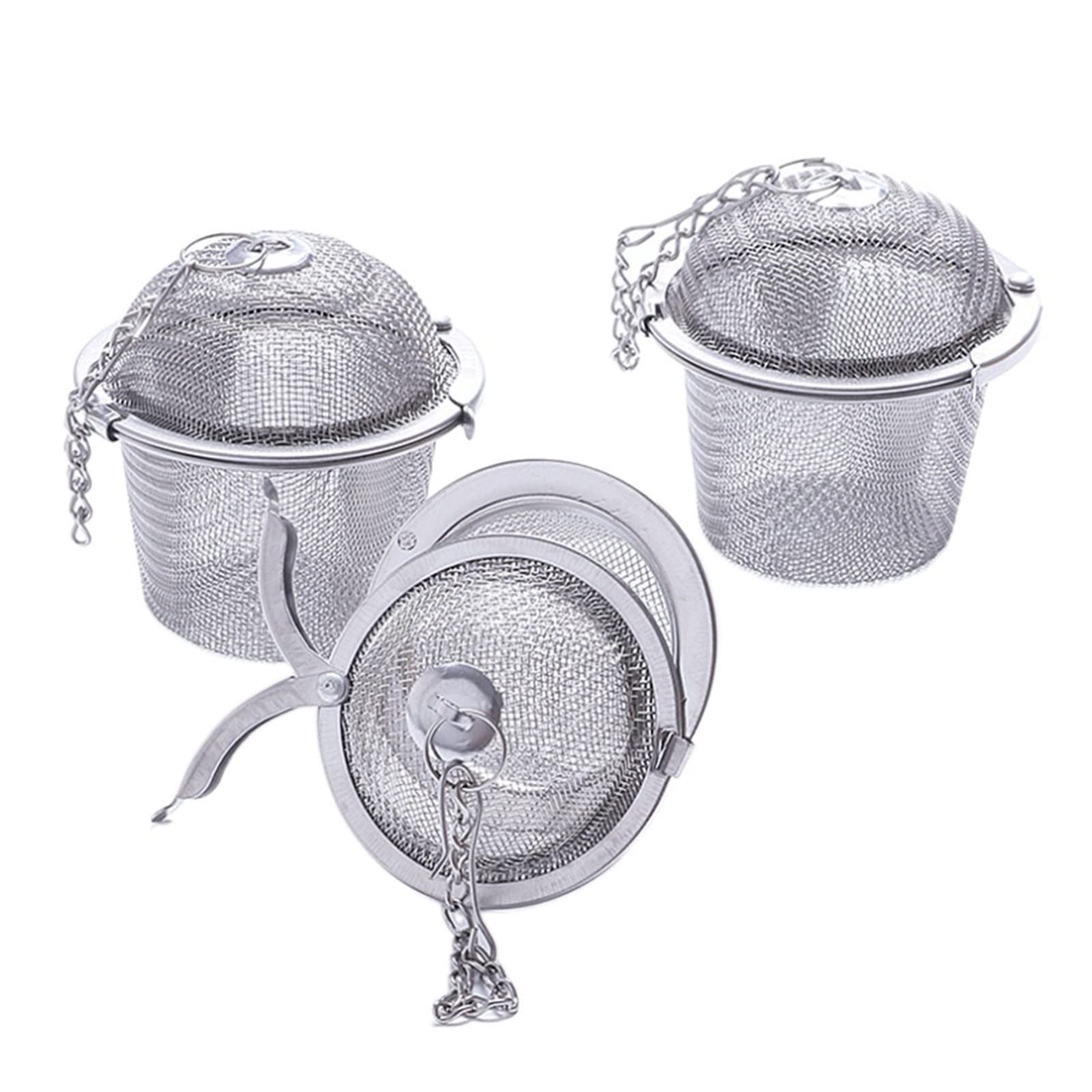 Lot de 3 filtres à thé en acier inoxydable réutilisables Argenté