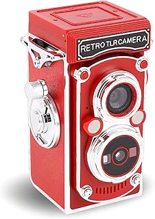 Vintage Digital Camera, 64MP 1080P Auto Focus TLR Style Retro Camera with Hand Crank Operation, Travel Daily Recording Photography (Red)
