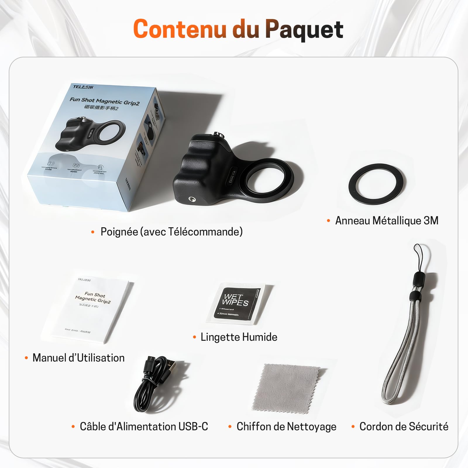 Jeebel Poignée Magnétique pour Téléphone, Magnetic Phone Camera Grip avec Télécommande Bluetooth USB, Filetage 1/4 Pouce, Poignee Stabilisateur pour Selfie Vlog Vidéo avec iPhone & Smartphone Android