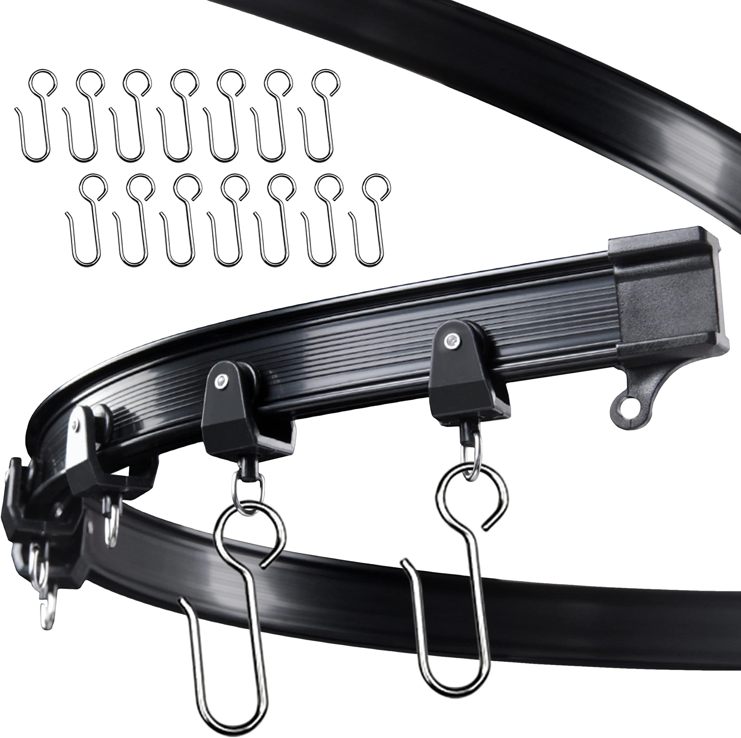 UrbanRed Flexible Bendable Ceiling Curtain Track, 16.4FT (5m), Mount for Rail with Curtain Tracks System, Room Divider, Curtains Rod, RV Ceiling Track for Curtains, Black