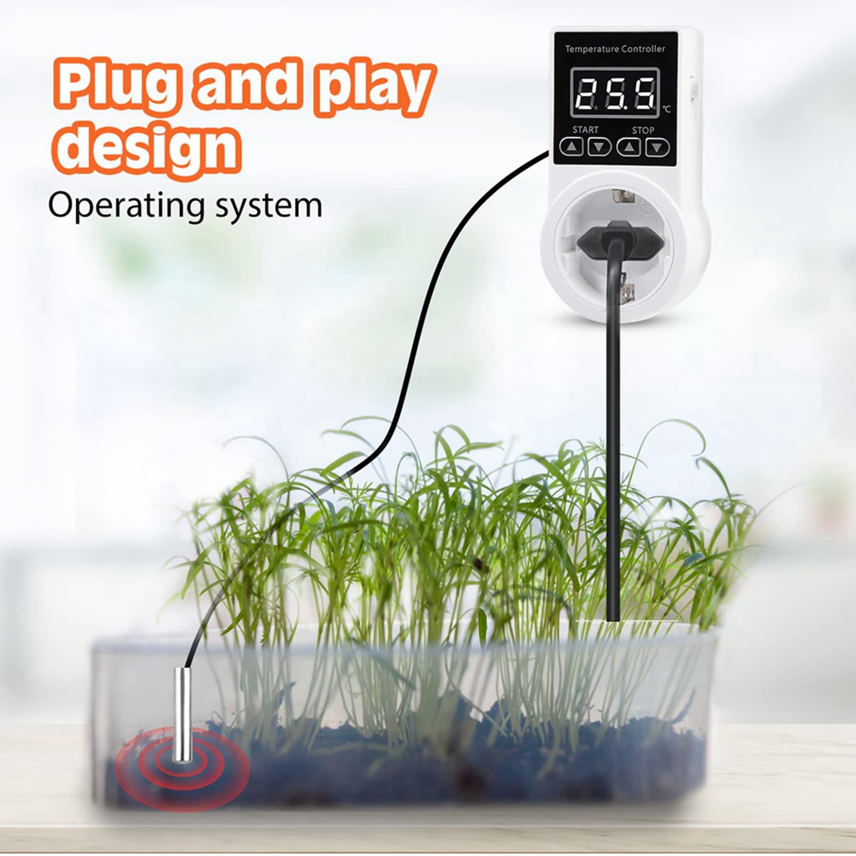 Presa Termostato Digitale Impermeabile - Installazione Veloce, LCD | Display LCD chiaro, impostazioni rapide, memoria automatica, correzione temperatura e protezione schermo per uso continuo