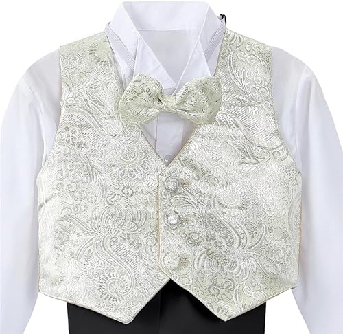 Miniatura 6 de Lito Angels Traje de esmoquin clásico jacquard para bebé, trajes formales traje de boda, 5 piezas, 015