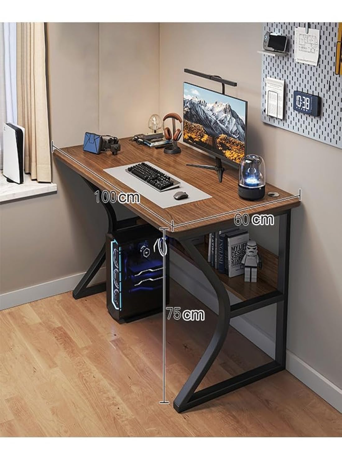 Modern Writing Desk Small Home Office Computer Desk with Metal Leg 100 CM