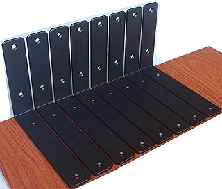 8 Pack - L 8" x H 6" x W 1.5", 5mm Thick Black L Shelf Bracket, Iron Shelf Brackets, Metal Shelf Bracket, Industrial Shelf Bracket Decorative Shelving, Shelf Supports with Screws