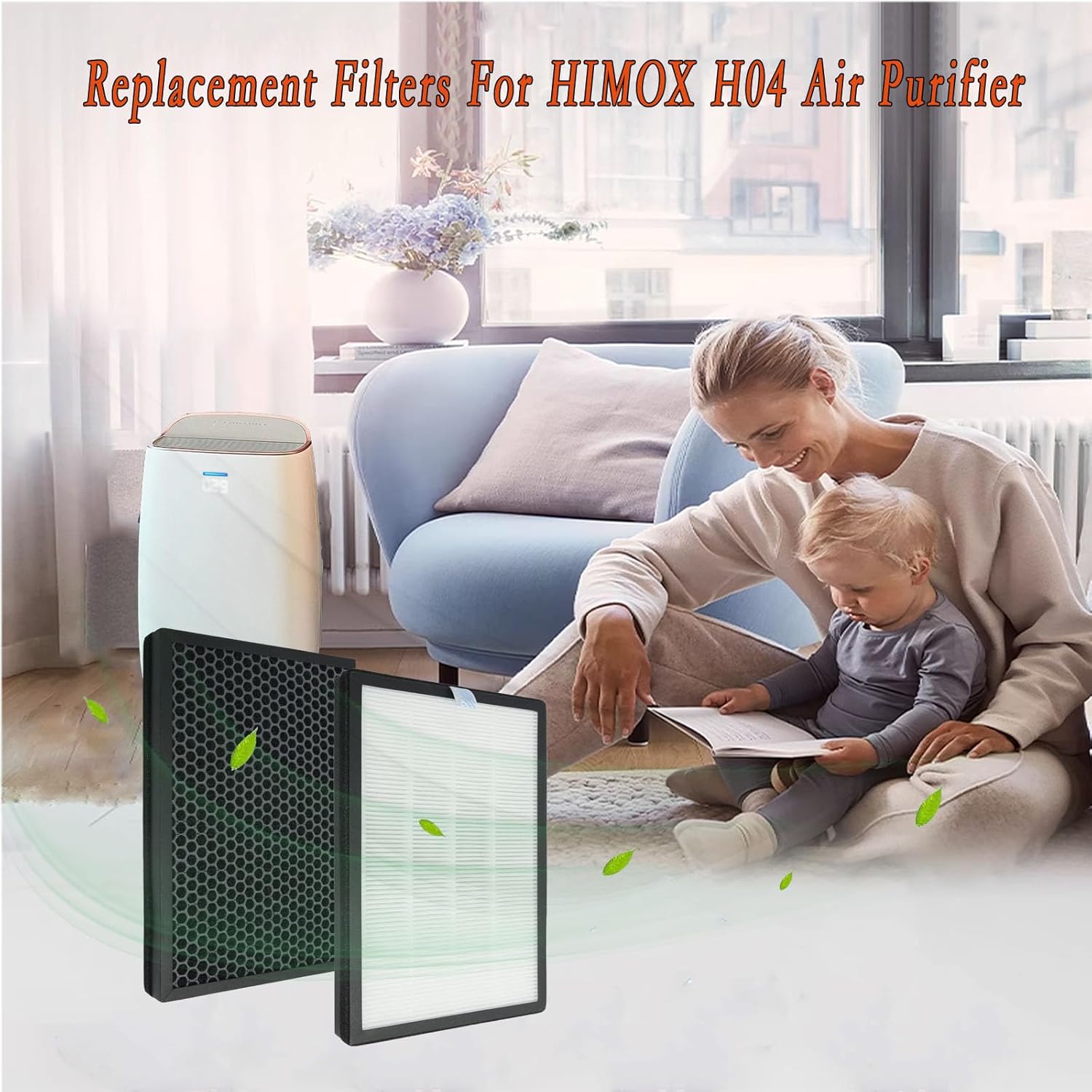 H04 Replacement Filter for HIMOX H04 Air Purifier | 2-in-1 High-efficiency Filtration 2 Pack H13 with Activated Filter - Image 2