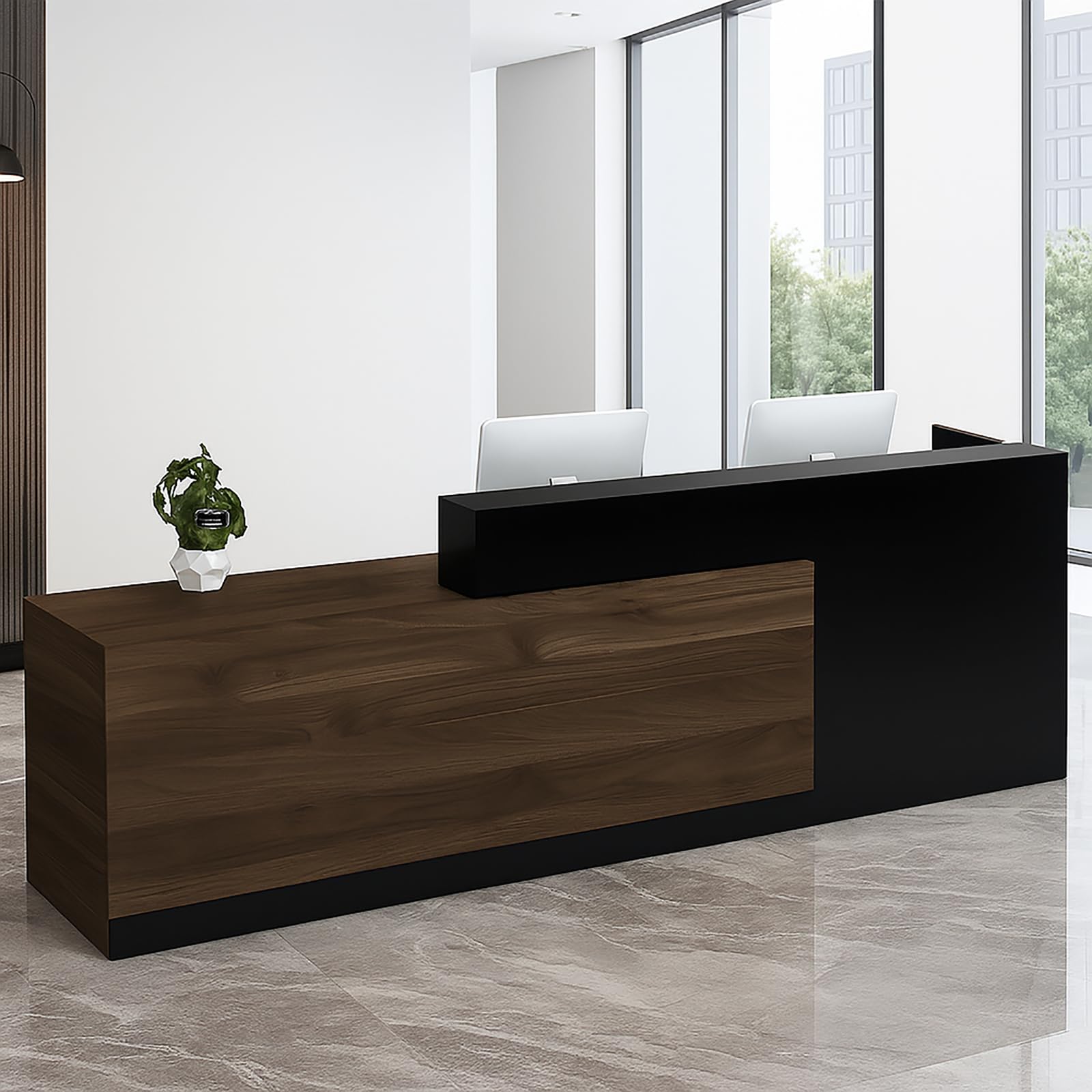 CCUKTFN Empfangstheke mit Schublade und offenen Ablagen  Moderne Rezeptionstheke 100–240 cm für Büro  Geschäft  Friseursalon  Studio oder Empfangsbereich
