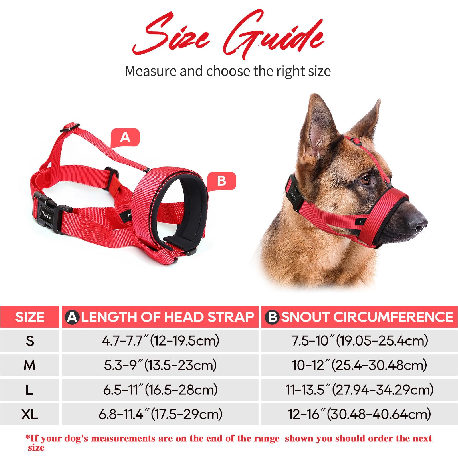 HEELE Dog Muzzle with Head Strap, Adjustable Loop and Soft Neoprene Padding, No More Chafing - Image 2