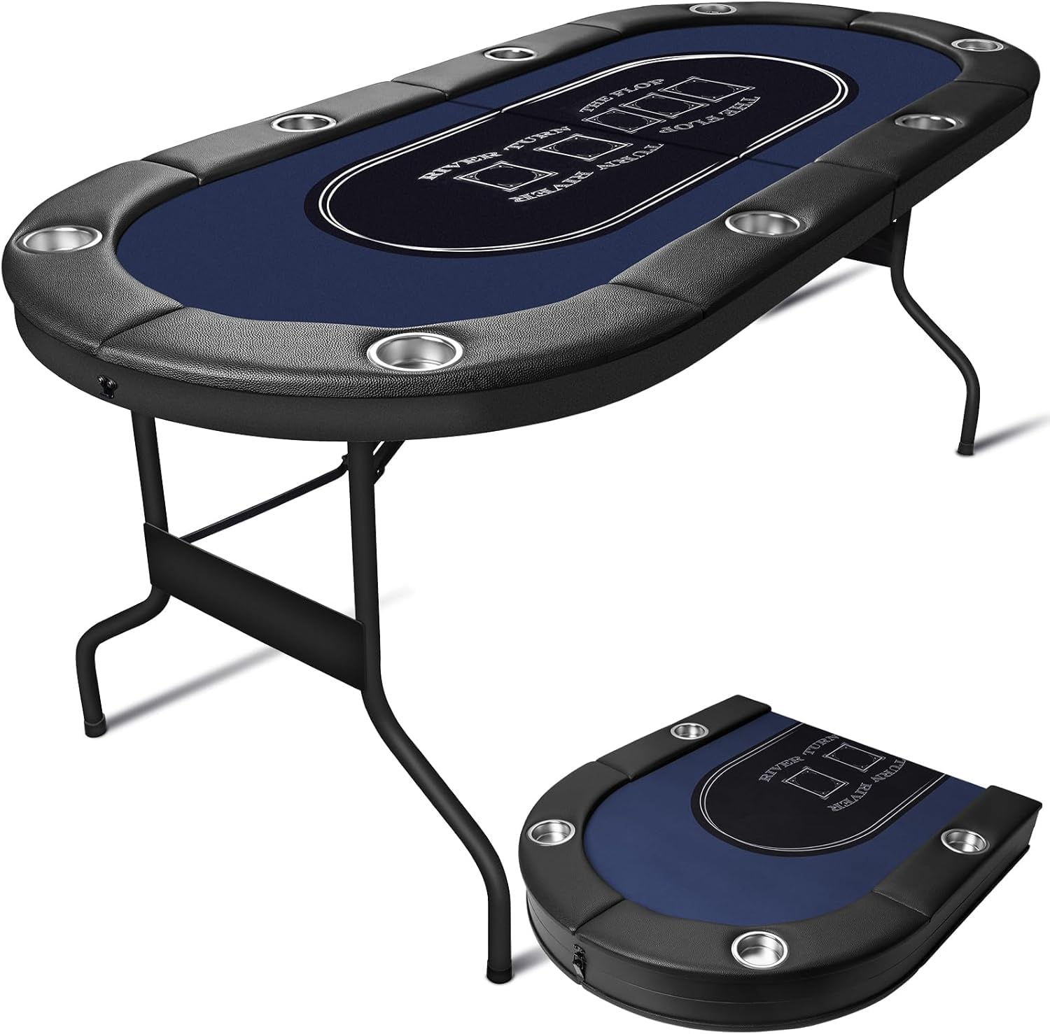 Hotsizz Mesa de Poker Plegable 8 Plazas - 181 × 81 × 74 cm, Diseño de Mesa Poker de Casino Profesional, Equipado con Portavasos acolchados y gruesos, ideal para familiares y amigos