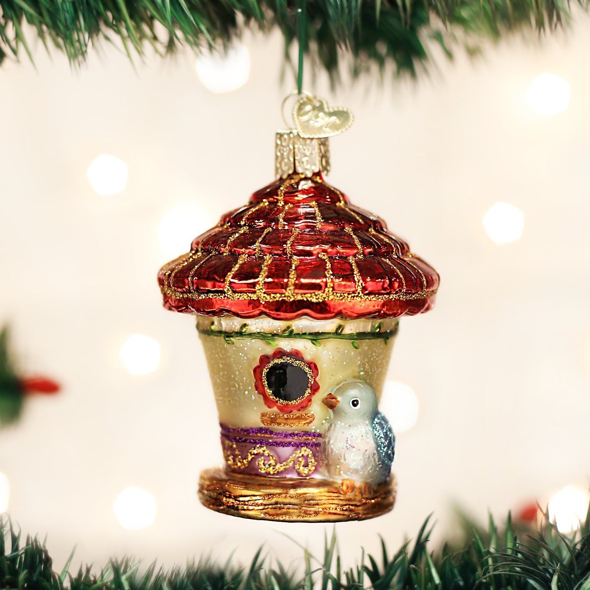 Old World Christmas Viejo Mundo Navidad Encantador Birdhouse Ornamento de Cristal soplado
