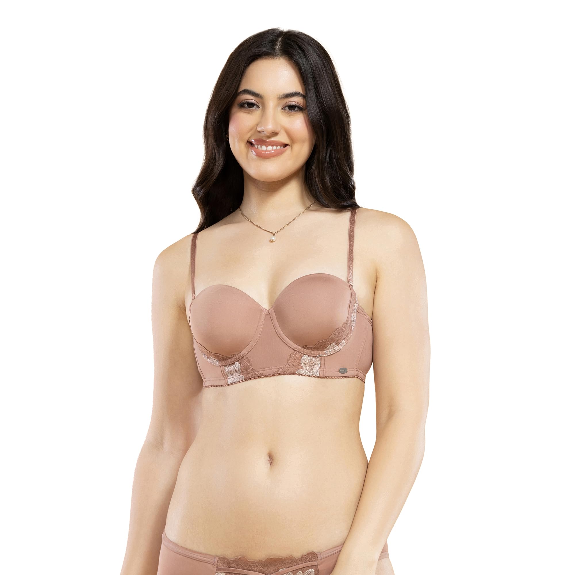 Luxe Detachable Straps for Multiway Styling Women's Lace Bridal Balconette Bra - Padded, Wired, High-Coverage - F143-image-9