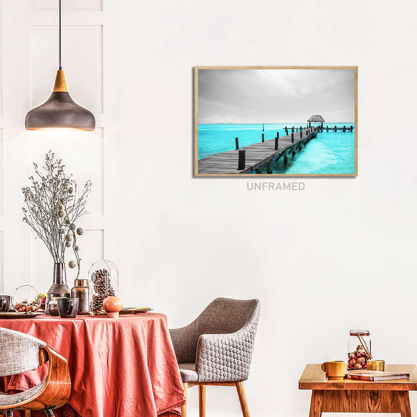 Schwarz-weiße Pier Leinwand – Natur-Wandkunst Für Wohnzimmer & Büro, 100x50 Cm