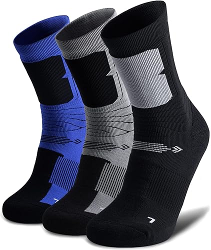 SHESMILED Paquete de 3 calcetines de lana merino para senderismo y caminar cojín de secado rápido