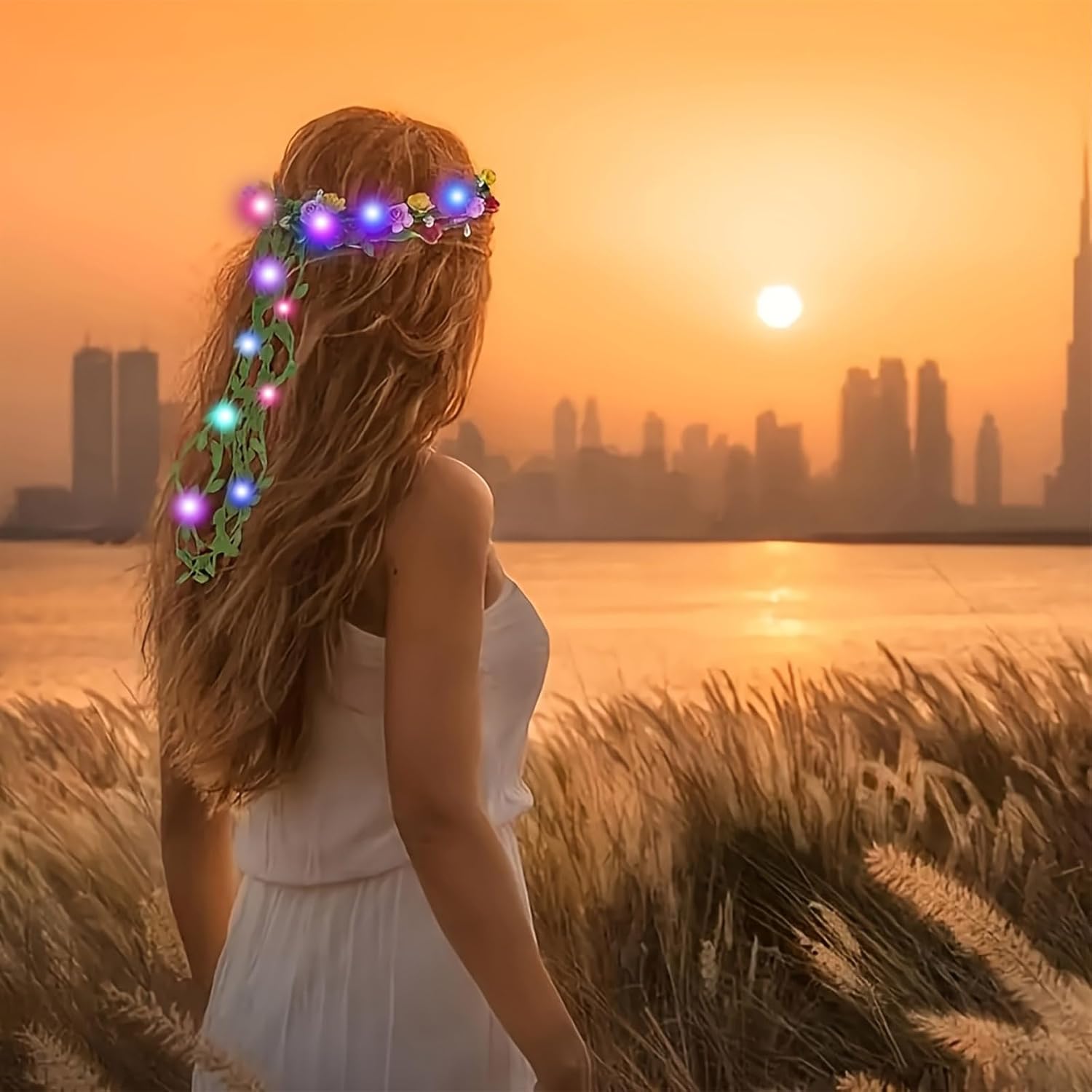 20 Pcs LED Flower Crowns Headbands,Light Up Headbands for Women Wedding Festival Celebrations, Stage Performance, Glowing Festival Garland Hair Accessories