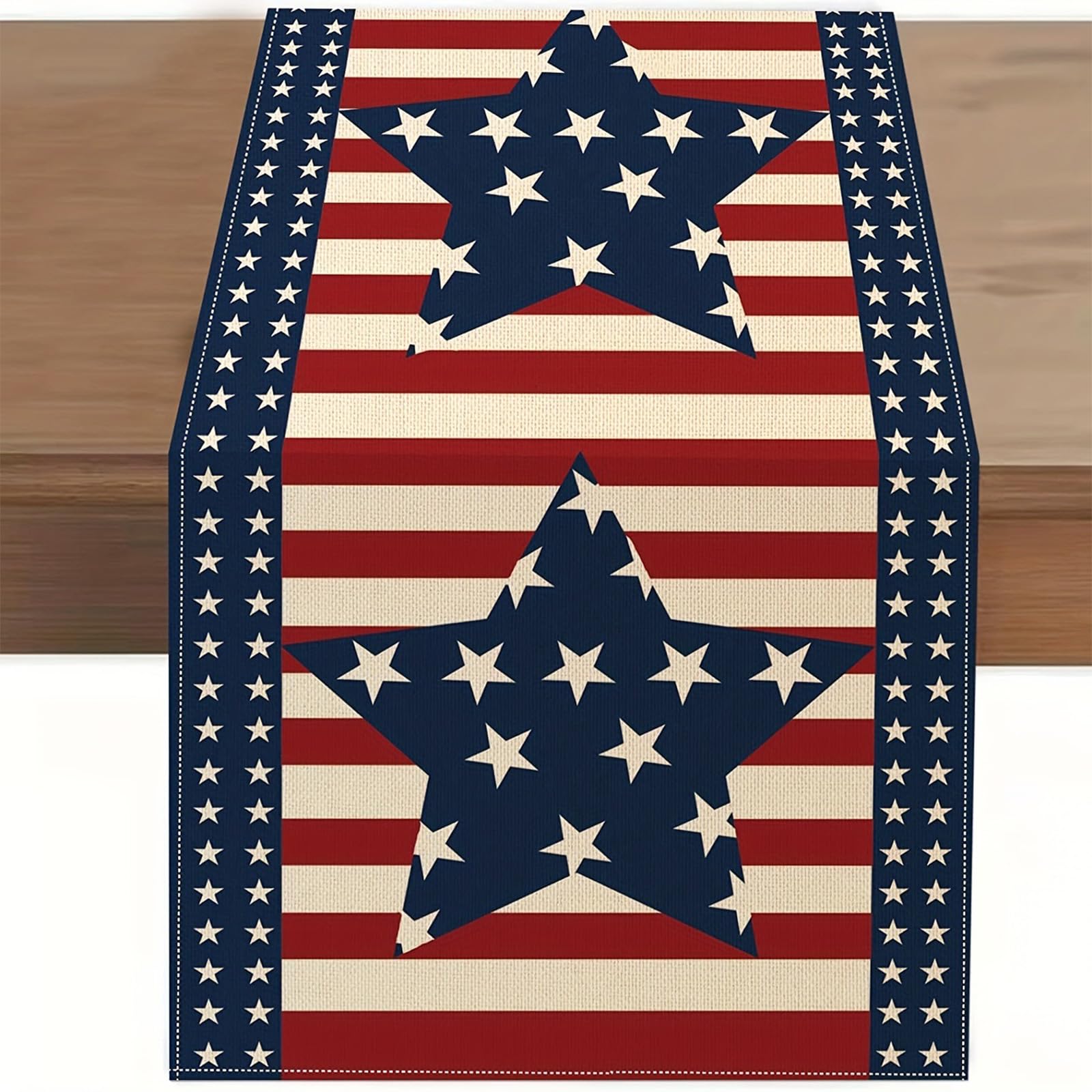 Elnwnnkc Pentagrams Table Runner Patriotics Star Independence Day Memorials Tablecloth Kitchen Dining Coffee Home Parties Independence Day Table Runner