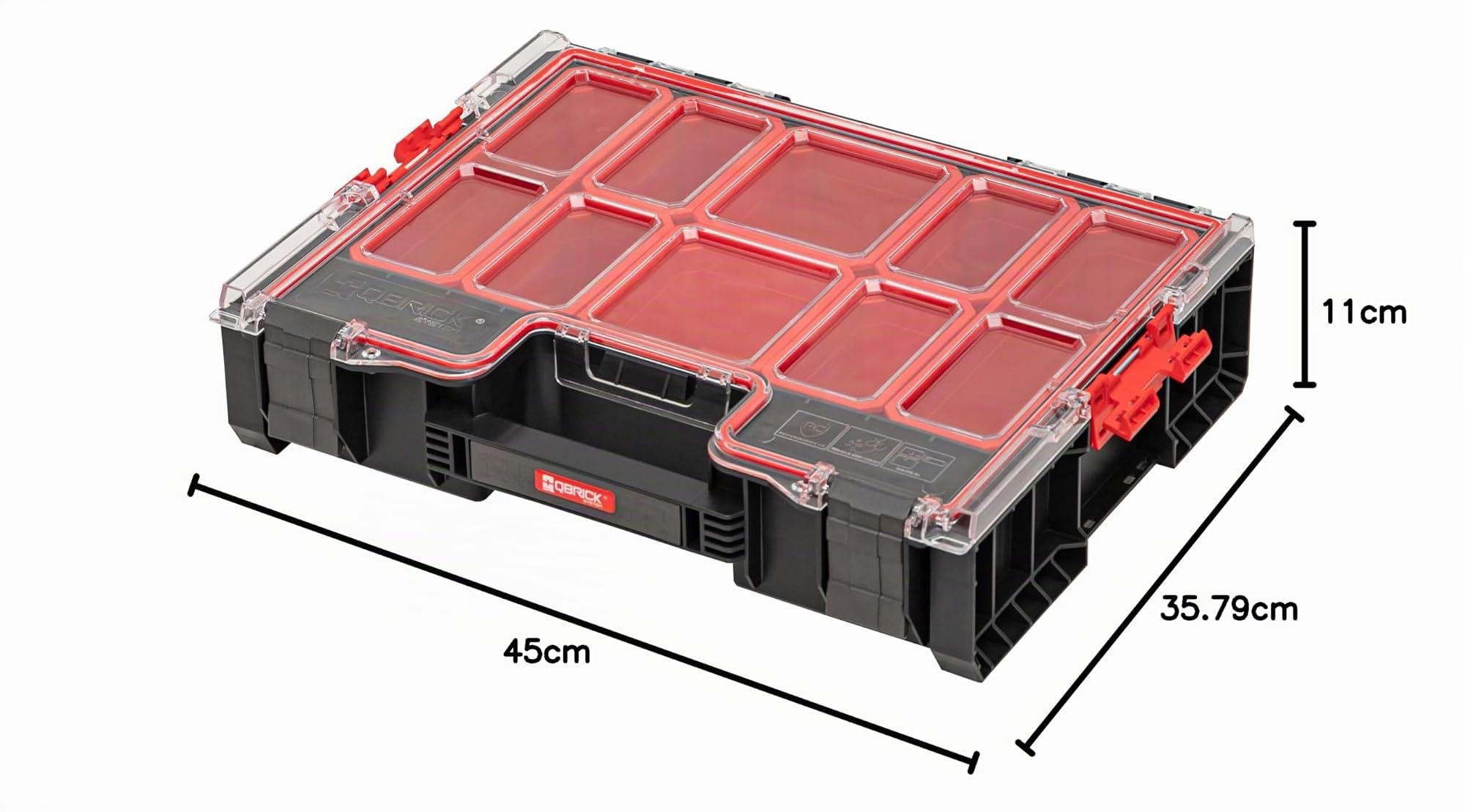 Qbrick System Maletín de Herramientas Vacío Organizador 450 x 358 x 110 mm Negro Rojo PRO Organizer 300