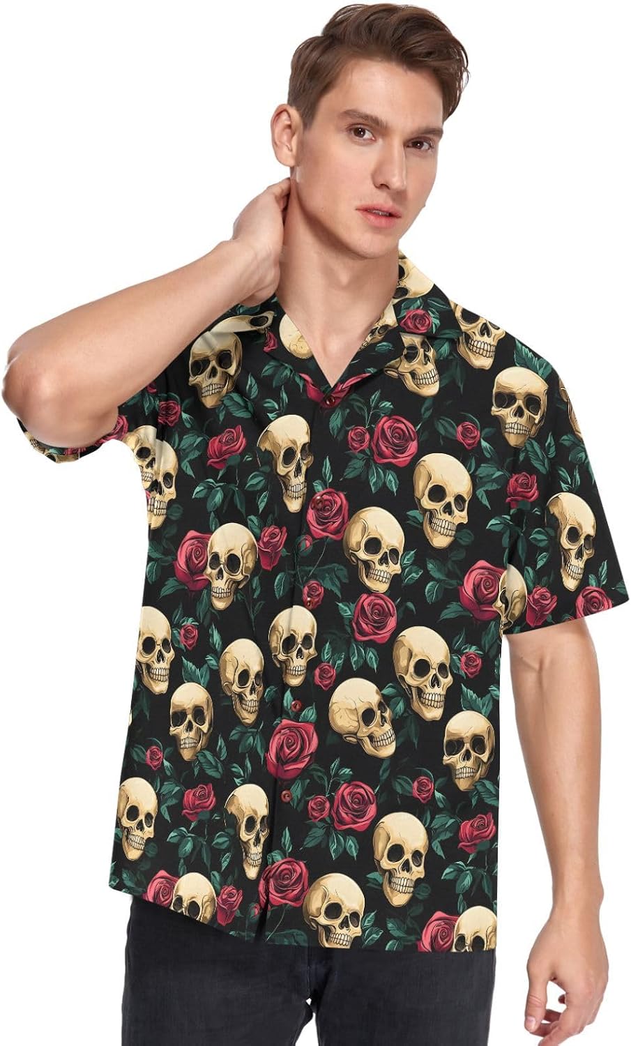 MNSRUU Men's Casual Shirt Hawaiian Short Sleeve Button Down Loose Hawaiian Beach Shirts, Summer Tropical Shirt