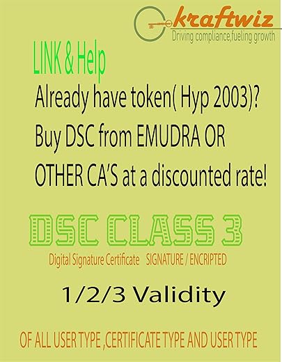 CLASS 3 DIGITAL SIGNATURE LINK AND HELP 3 YEARS VALIDITY ONLY BY KRAFTWIZ