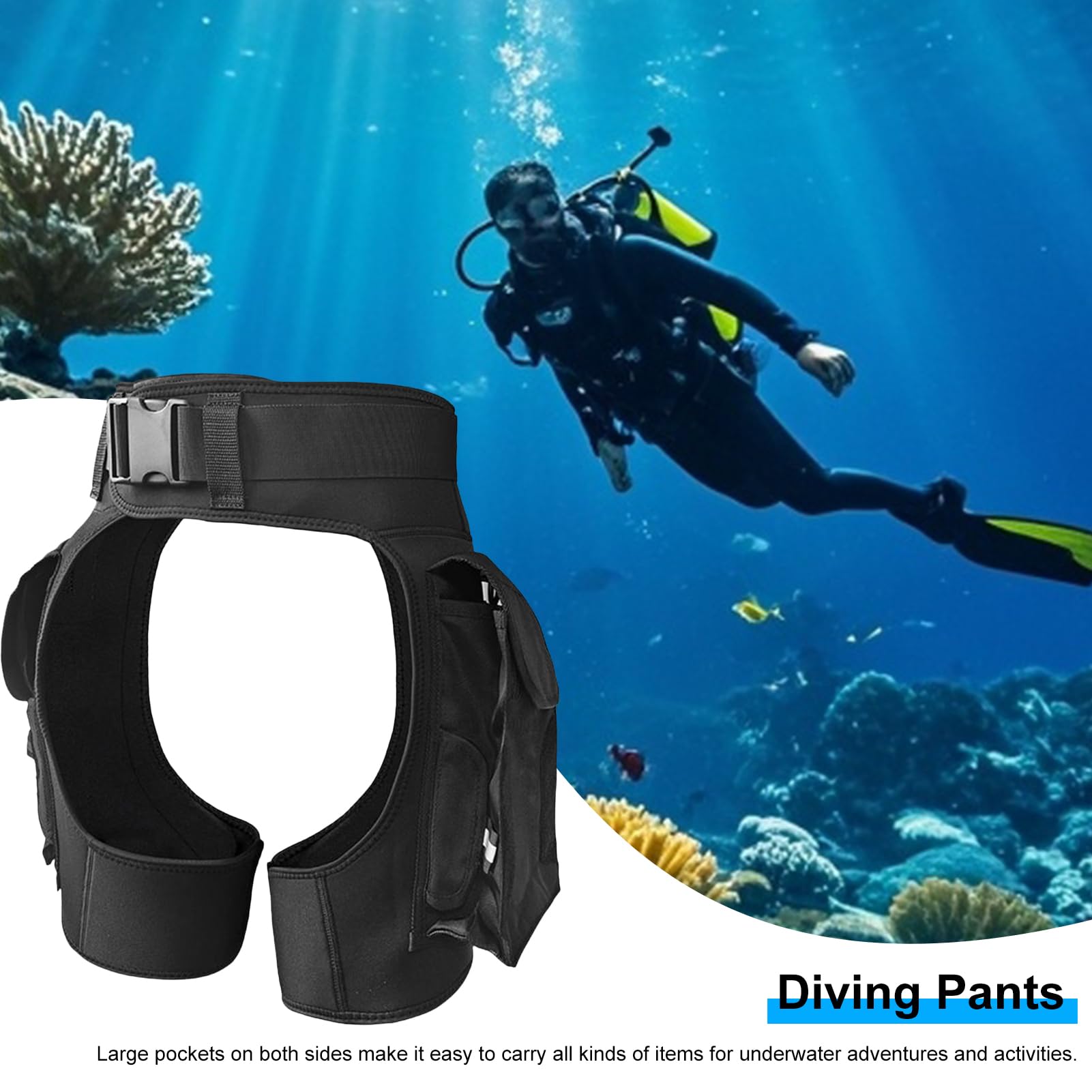 Pantaloncini da sub, con design a cavallo aperto, da uomo, con tasche per immersioni, regolabili, per surf, nuoto, vela, avventure all'aria aperta, sport acquatici