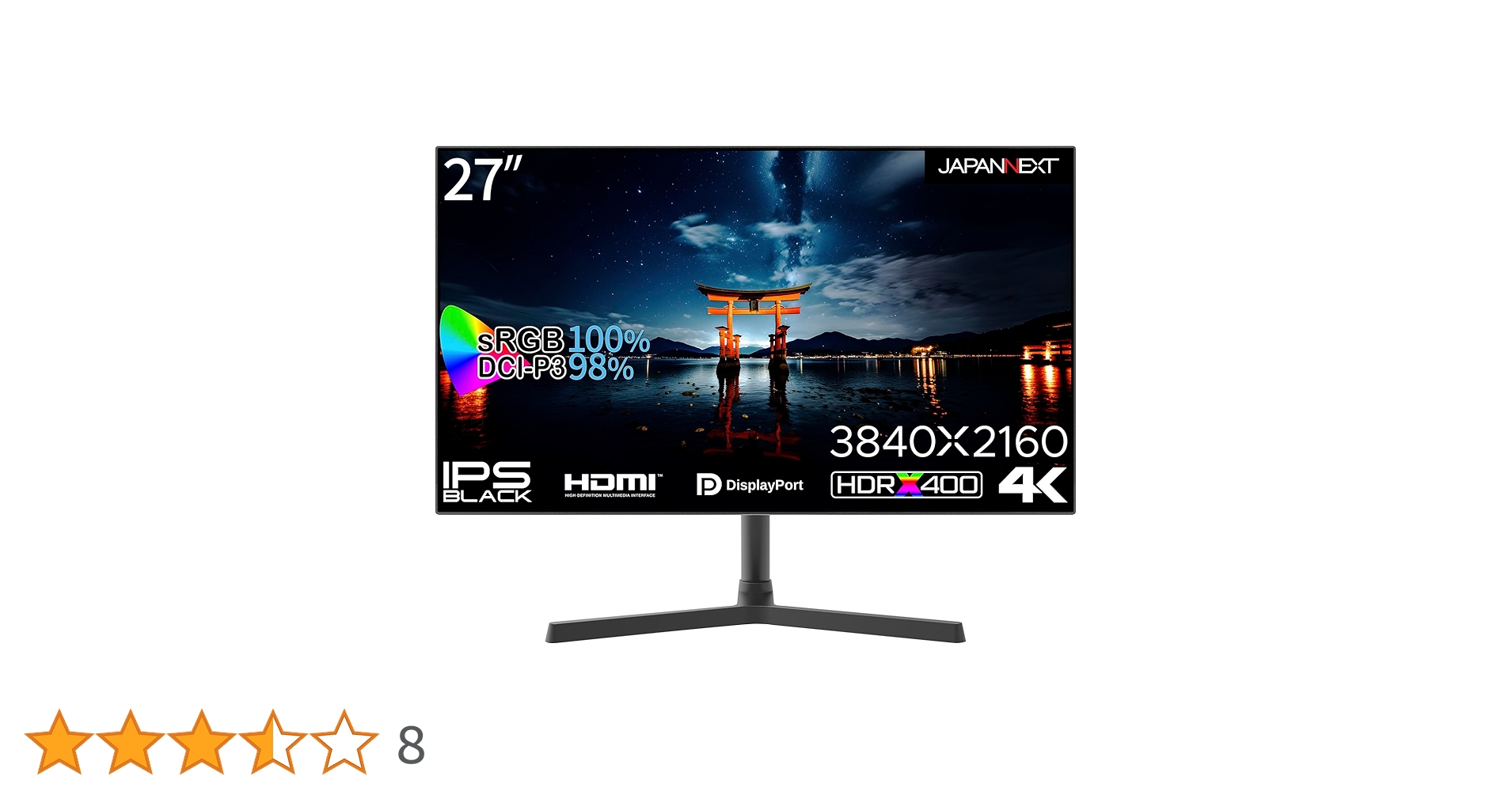 4K モニター JAPANNEXT JN-27IPSB4FLUHDR 液晶 JAPANNEXT 27インチ IPS BLACKパネル搭載 4K(3840x2160)解像度
