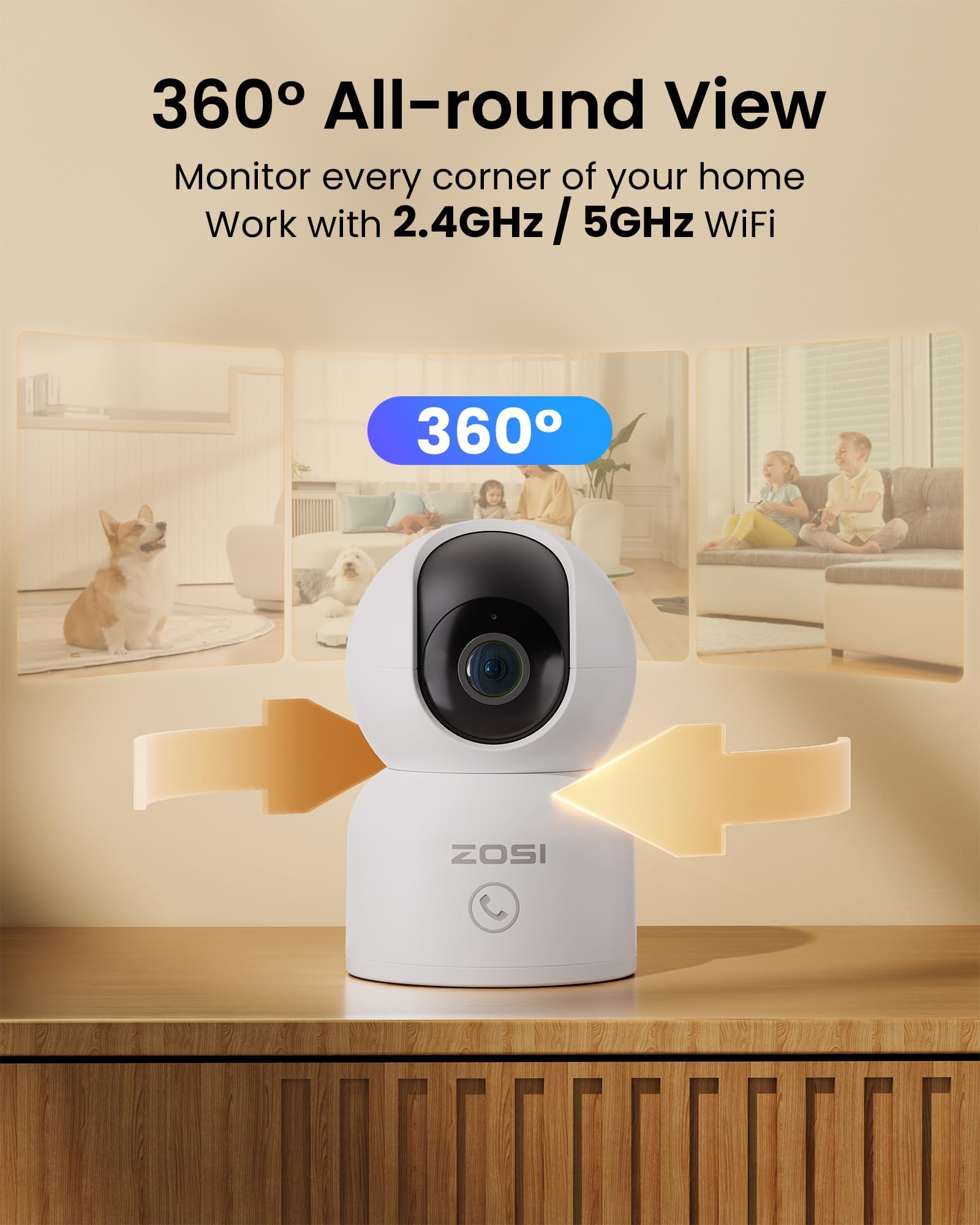 MAI®Caméra de surveillance wifi 5G Caméra IP 3mp HD 1080p IR couleur