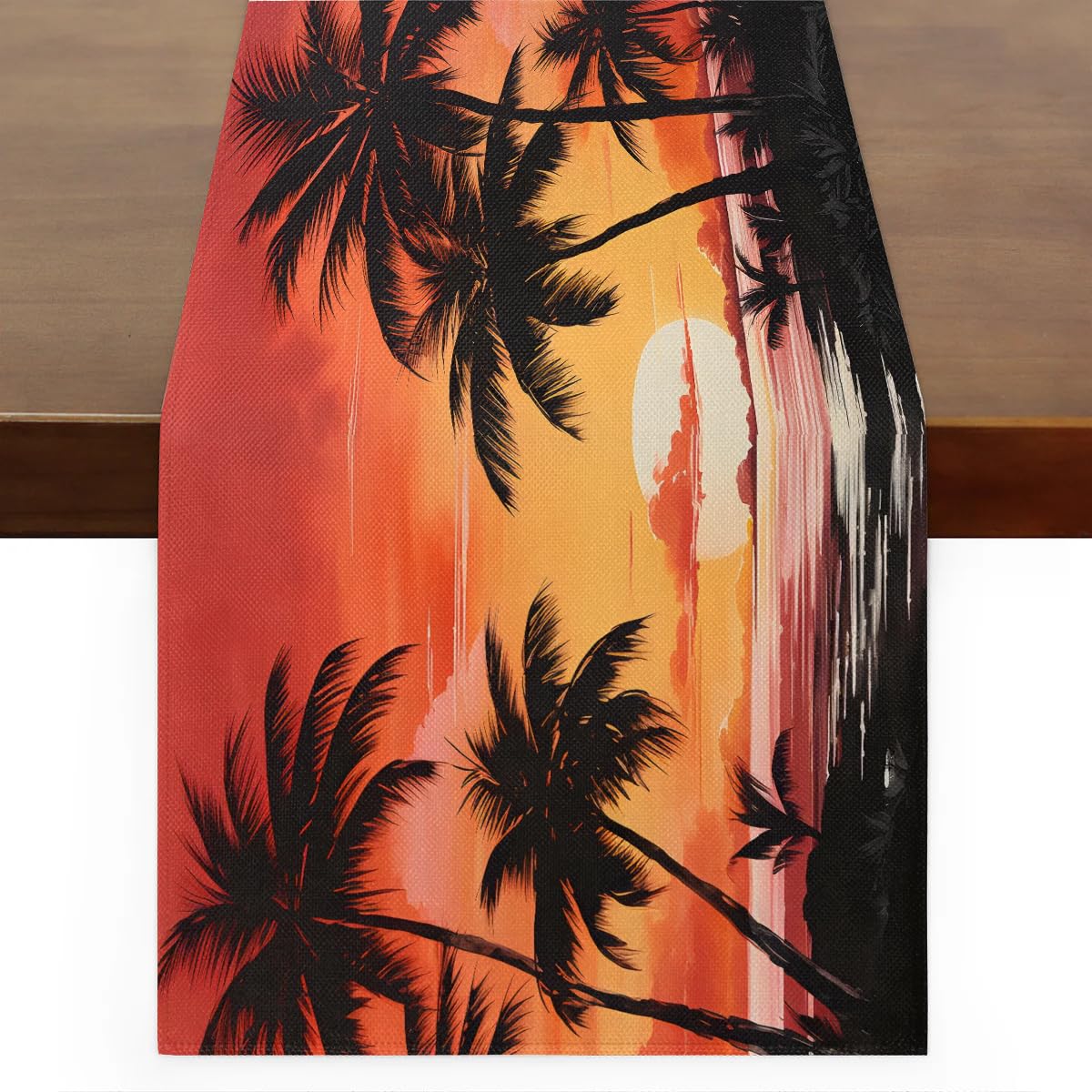 Chemin de table de plage d'été 33x304 cm en cocotier pour décoration