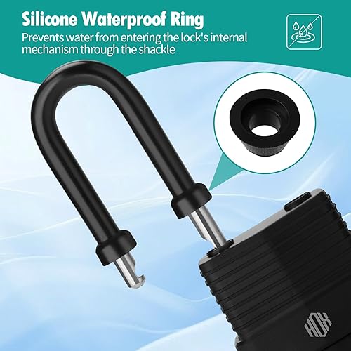 Miniatura 6 de HOX Paquete de 4 candados resistentes a la intemperie, acero laminado de 1.575 pulgadas, cromado con grillete de 2 pulgadas, envuelto en vinilo,