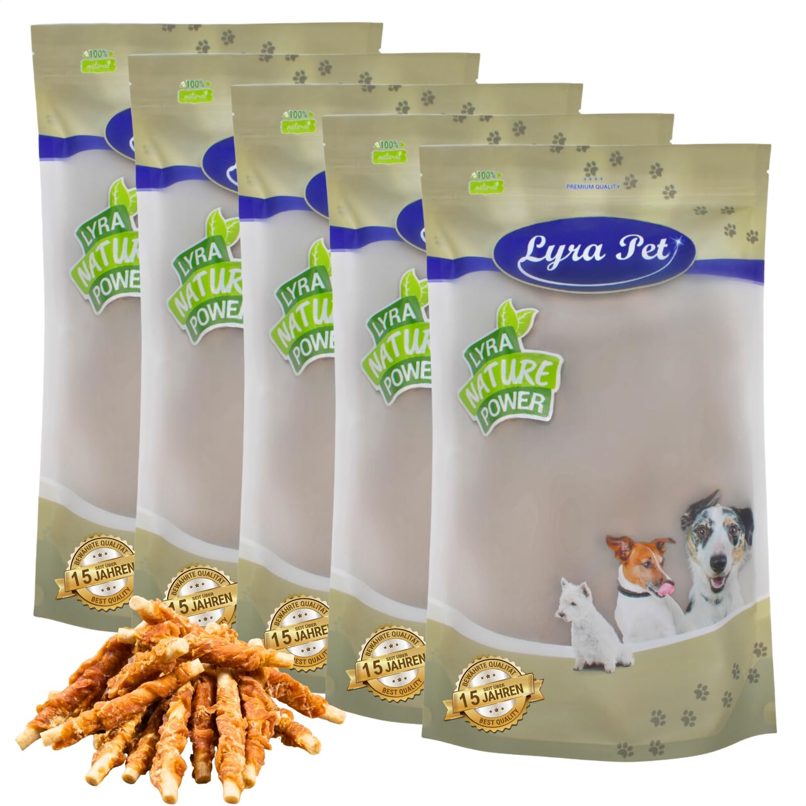 Lyra Pet® 5 kg bâtonnets à mâcher au Blanc de Poulet friandise pour Chiens | Friandise pour chiens – peau de bœuf & poulet – riche en protéines – faible en matières grasses et facile à digérer