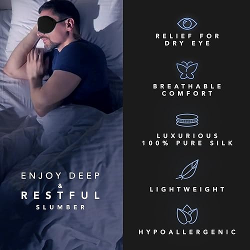 Miniatura 5 de Paquete de máscara de ojos de seda con spray de almohada, máscara de dormir de seda de morera 100% pura y niebla de almohada calmante (2 artículos)