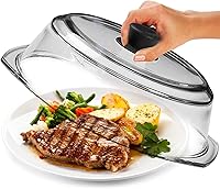 Le’raze 10-Inch Tall Glass Microwave Splatter Cover - BPA-Free Dishwasher Safe Plate Lid with Cool-Touch Silicone Handle