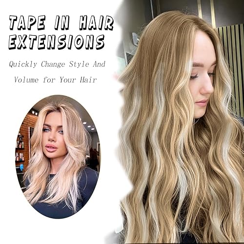 Miniatura 6 de Extensiones de cabello con cinta, 10 unidades, 1.76 oz, extensiones de cabello sintético rizado, ondulado, de 20 pulgadas, sin costuras, cinta