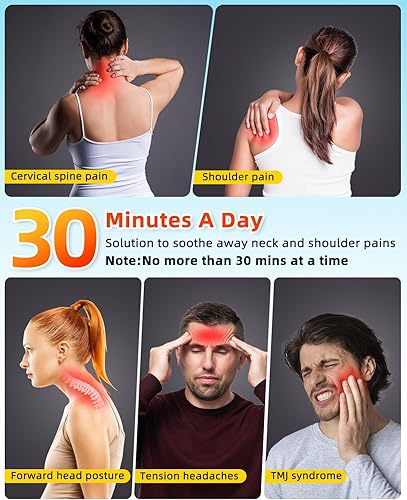 Miniatura 8 de Ensanchador de cuello térmico para aliviar el dolor, dispositivo de tracción cervical de cuello y hombro inalámbrico con 3 niveles de calefacción