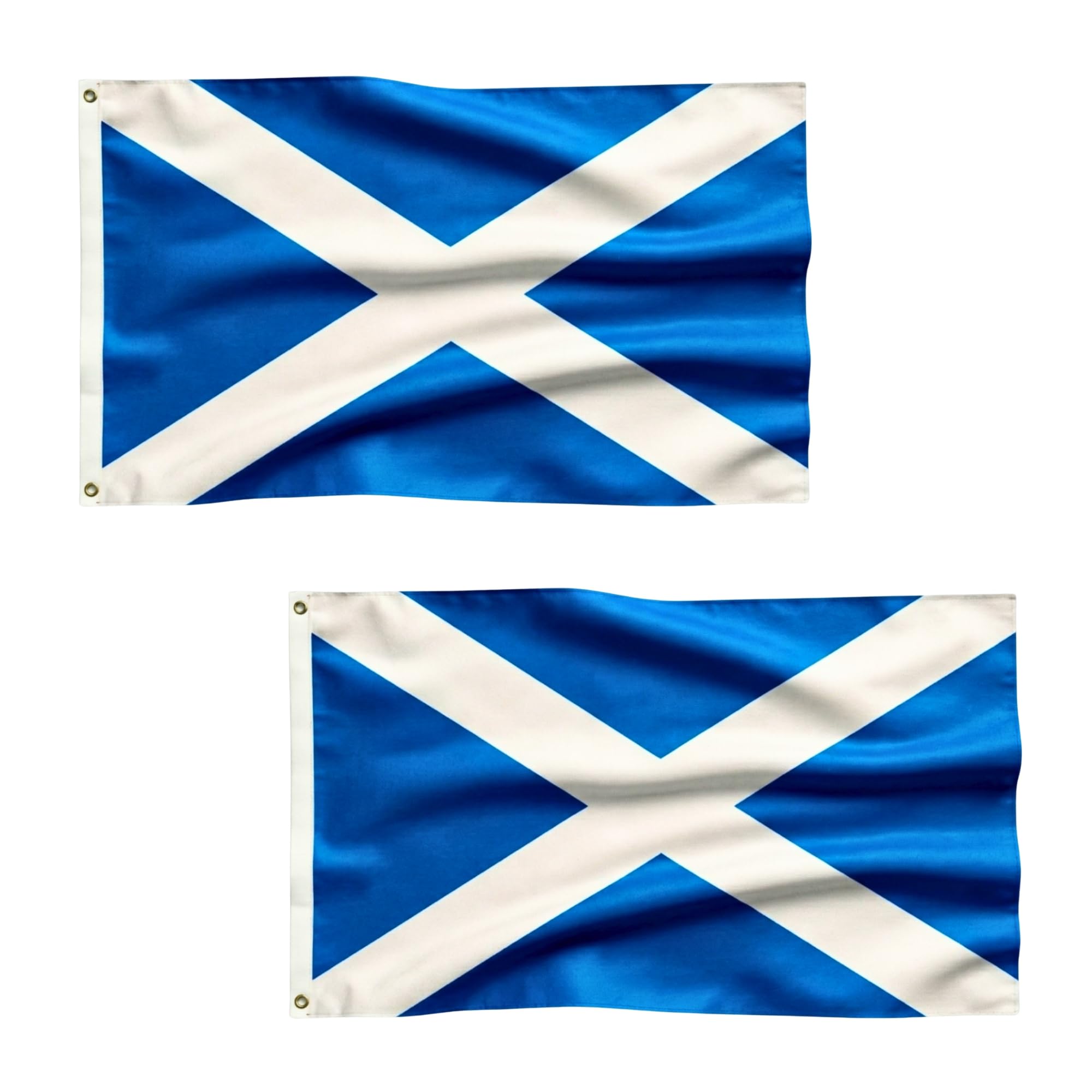 2 Pcs Scotland St Andrew's Saltire Flag 5ft x 3ft with Brass Eyelets – Polyester Scottish Flag Banner for Rugby Matches, Football Matches, Home & Garden Display — image 1