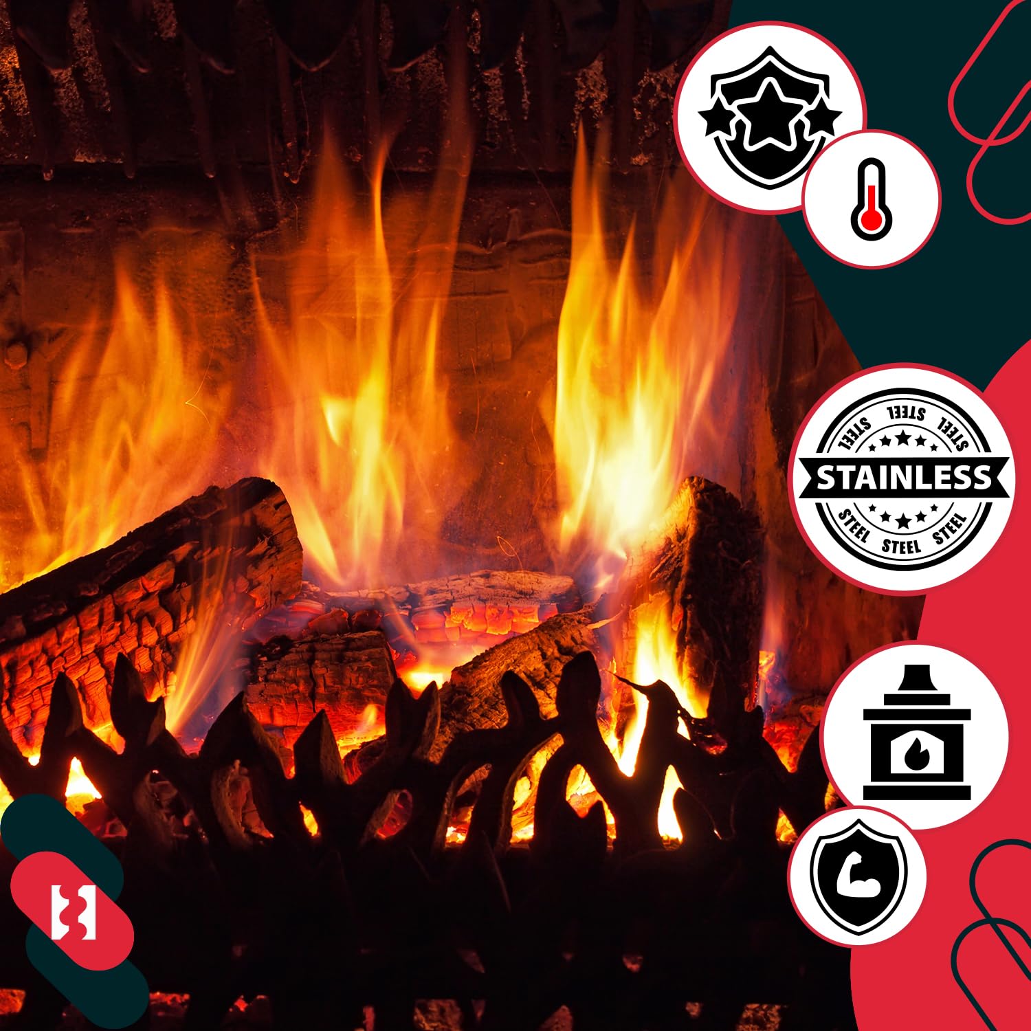 KOTARBAU® Caja para cenizas, Recipiente con asa, Accesorio de chimenea, Ideal para transportar ceniza, leña o carbón, Cubo, Bandeja, Ideal para estufa, chimenea, barbacoa, Acero, Marrón