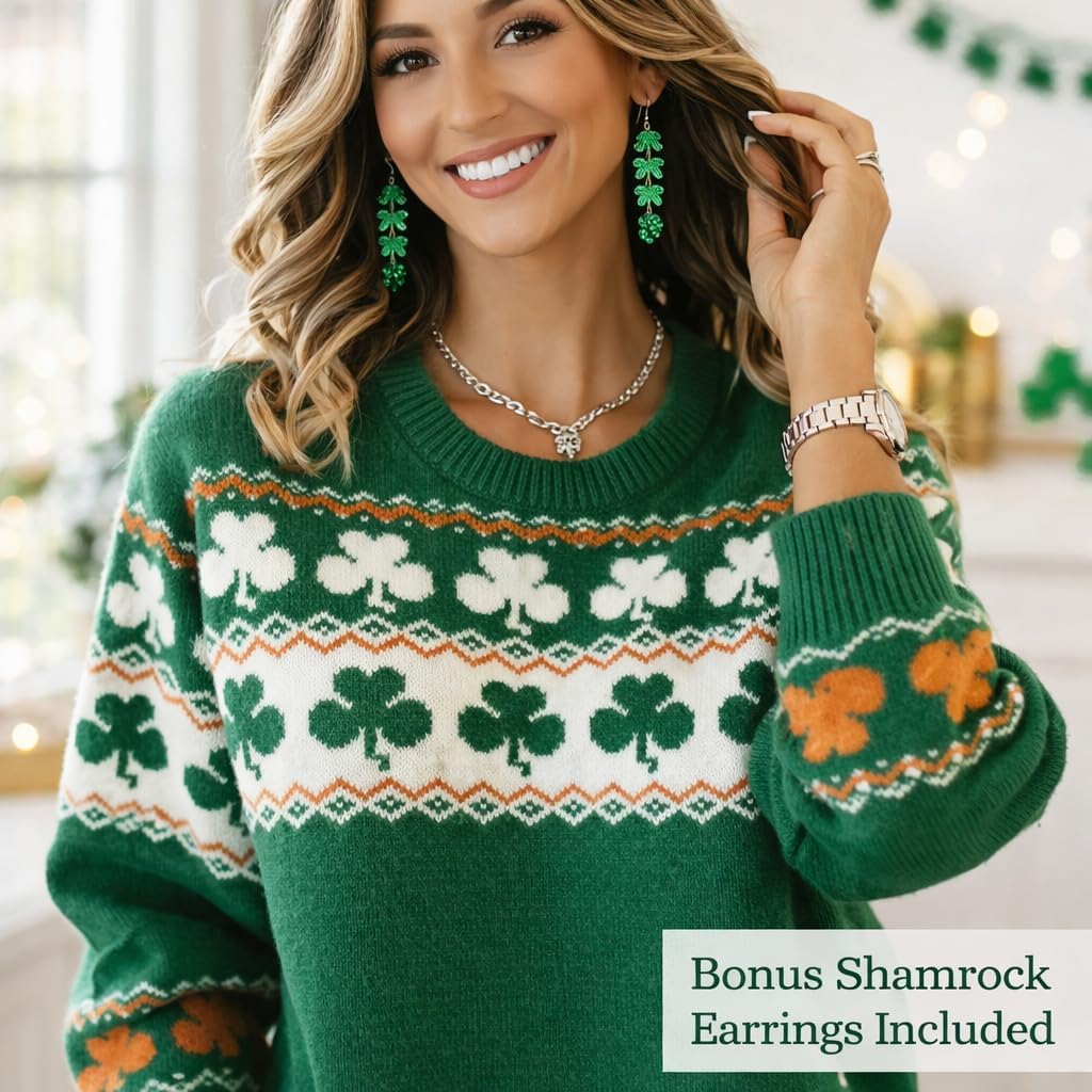 St. Patrick’s Day Shamrock Style, Celebrate St Patrick’s Day in a classic shamrock sweater look. For St Paddy’s Day photos. - Image 3