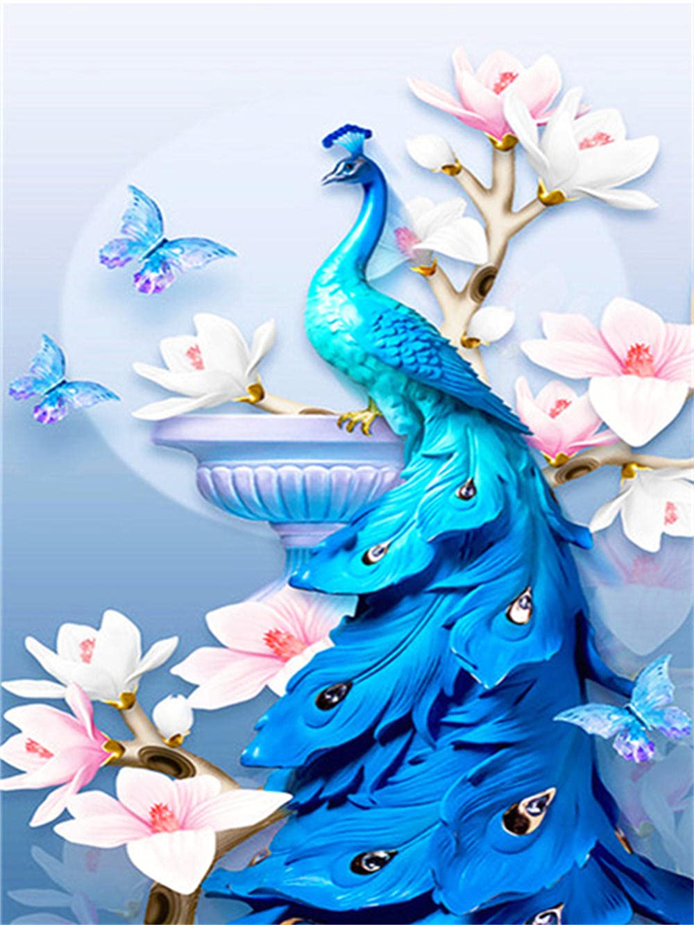 Diamond Painting Blauer Pfau 40x60 Cm – 5D Strass Malerei Set Für DIY Wanddekoration