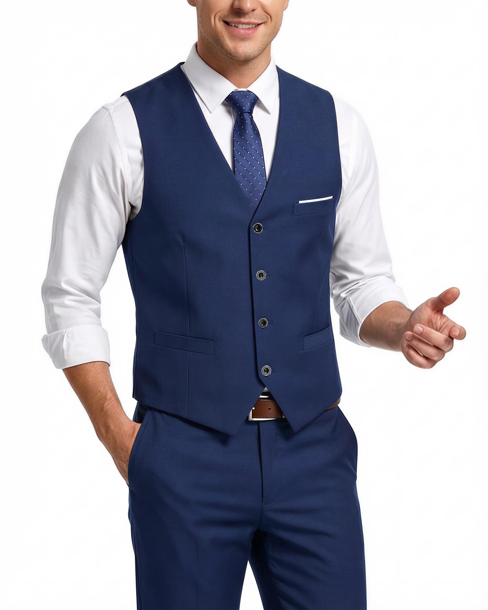 MY'S Men's 2-Piece Suit, Vest Pants Set for Men, Casual Waistcoat with Tie for Prom Wedding Homecoming
