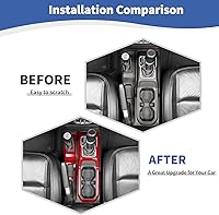 Vista 2 de RT-TCZ Cubierta de palanca de cambios para Jeep JL, color rojo, panel de ajuste de perilla de palanca de cambios 4WD para Jeep Wrangler JL JLU