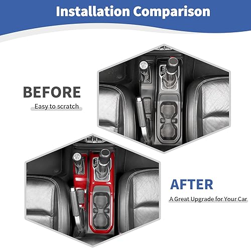 Miniatura 2 de RT-TCZ Cubierta de palanca de cambios para Jeep JL, color rojo, panel de ajuste de perilla de palanca de cambios 4WD para Jeep Wrangler JL JLU