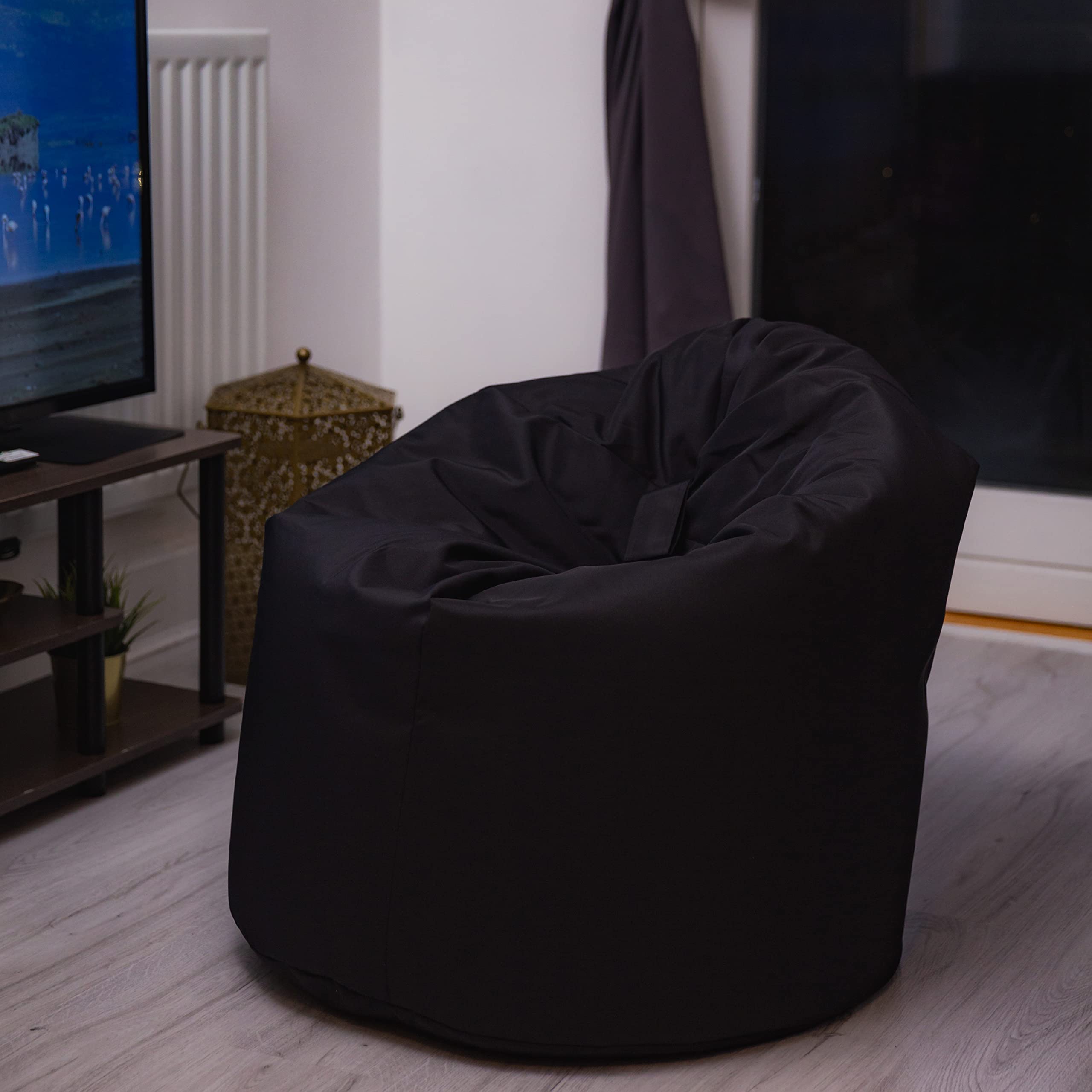 Poltrona Sacco Pouf da Giardino, Puffo per Sedersi Bambini e Adulti, Resistente all'acqua, Nero