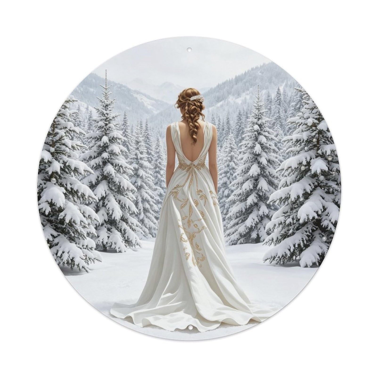 Snow Covered Pine Tree Winter Metal Tin Sign Plaque