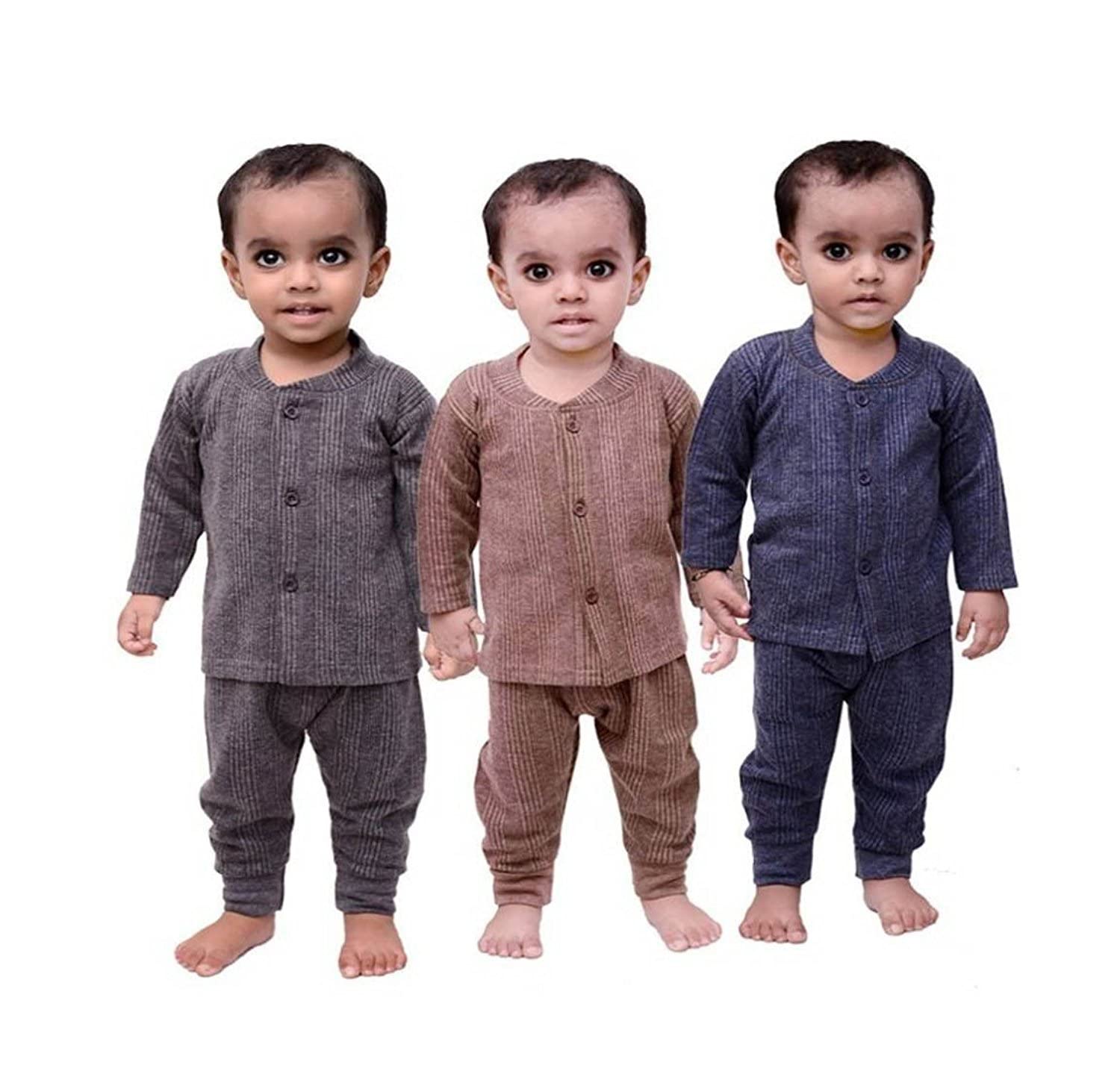 Mahi FashionFront Open Baby Thermal Suit Top & Pajama Set for Baby Boys & Baby Girls, Pack of 3