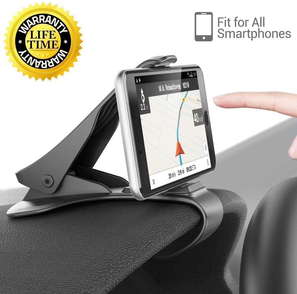 Car Phone Holder, Dashboard Car Mount Phone Holder Cell Phone Clip for Car Dashboard Compatible with iPhone XS/X/8/7 Plus Samsung Galaxy S9/S8 Google Pixel