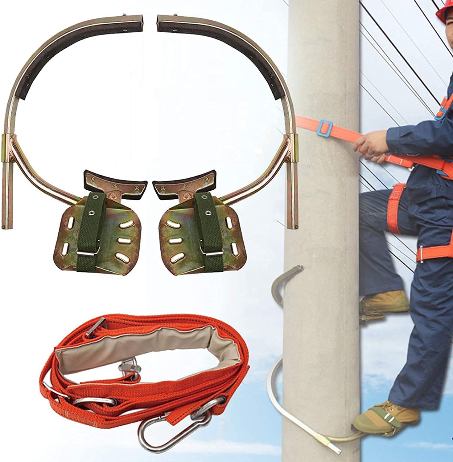 Stainless Steel Climbing Tree Spikes/Climbing Trees Tool, Tree Climbing Gear with Seat Belt, Rust-Proof and Wear-Resistant, Outdoor Sports Supplies (Set 450model)