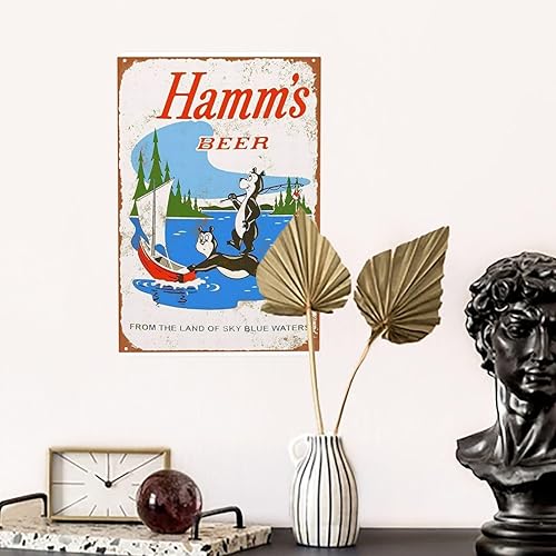 Vista 4 de Letrero vintage de 1956 Hamms Beer Bears para reproducción de pesca, placa de pared, retro, club, pub, bar, póster de 12 x 8 pulgadas