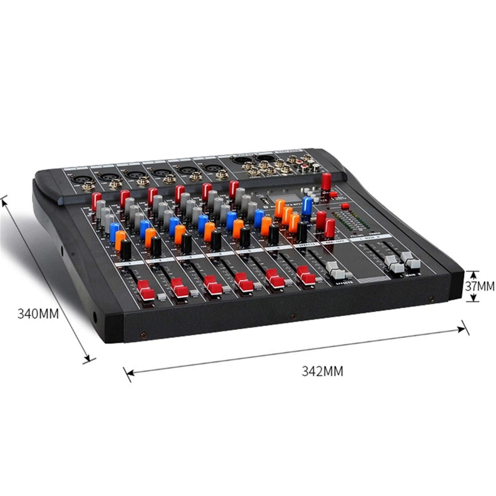 Mikser DJ, miksery na żywo 6-kanałowy kontroler miksera audio Obsługa Bluetooth USB Przenośna konsola miksująca Cyfrowy mikser dźwięku Wzmacniacz ze stołami miksującymi