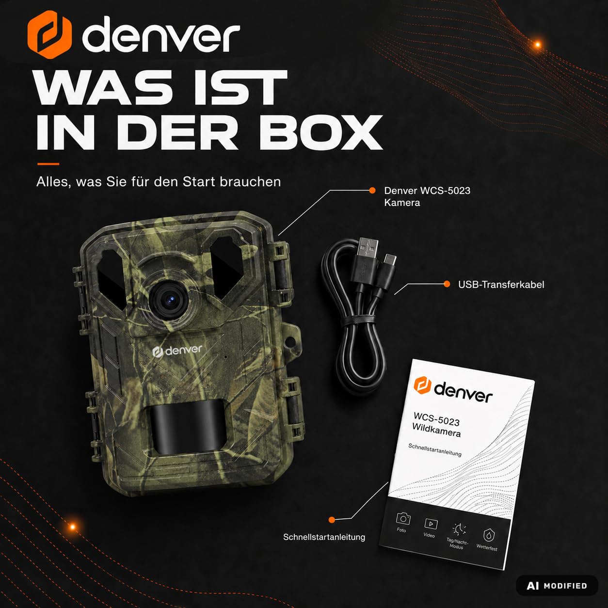 Denver Wildkamera 4K 50MP, Wildtierkamera Nachtsicht mit Bewegungsmelder