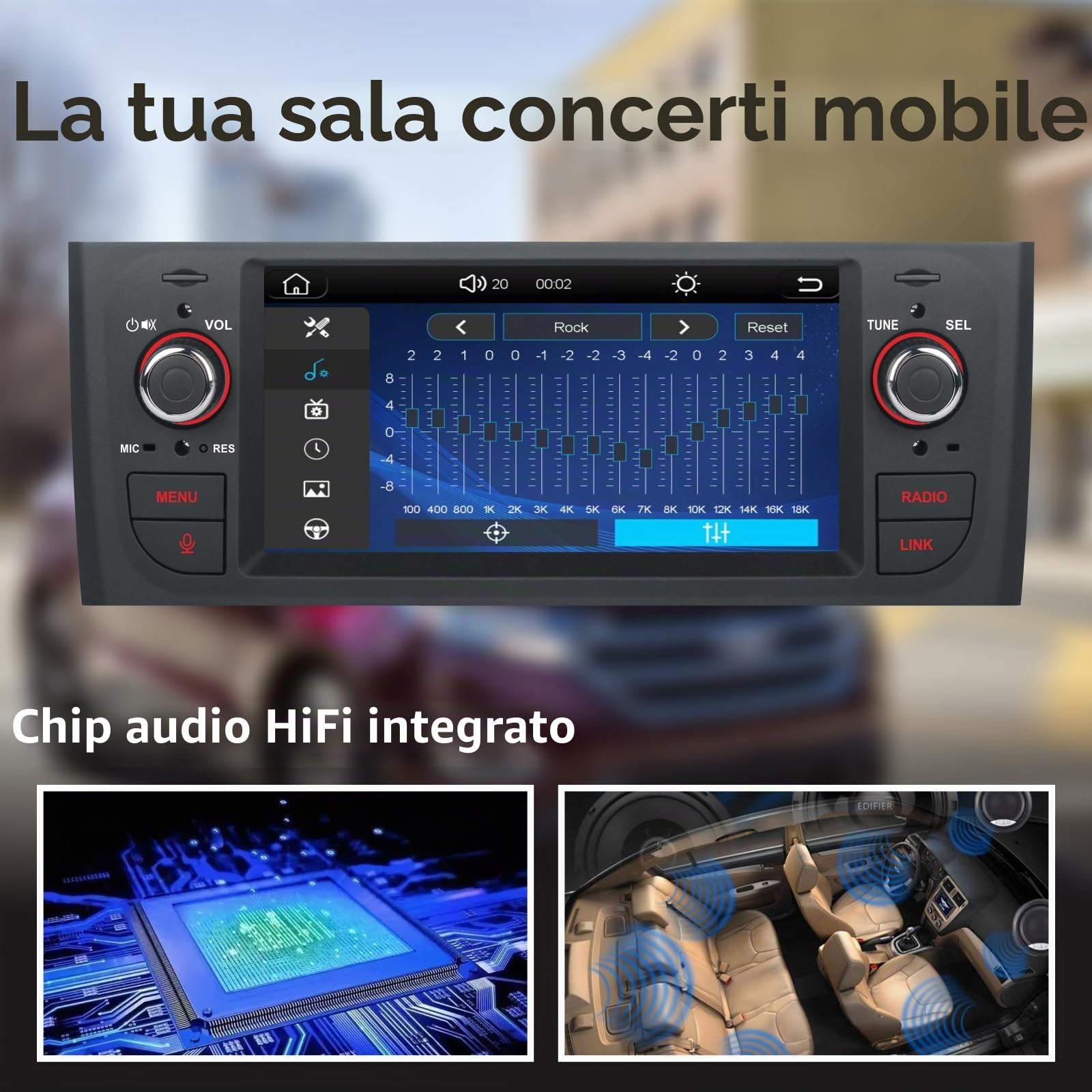 Autoradio per Fiat Grande Punto Autoradio Android con Wireless CarPlay Android Auto per Fiat Punto 2005-2009 per Linea 2007-2011, Touchscreen Stereo Auto con BT HiFi FM RDS Canbus