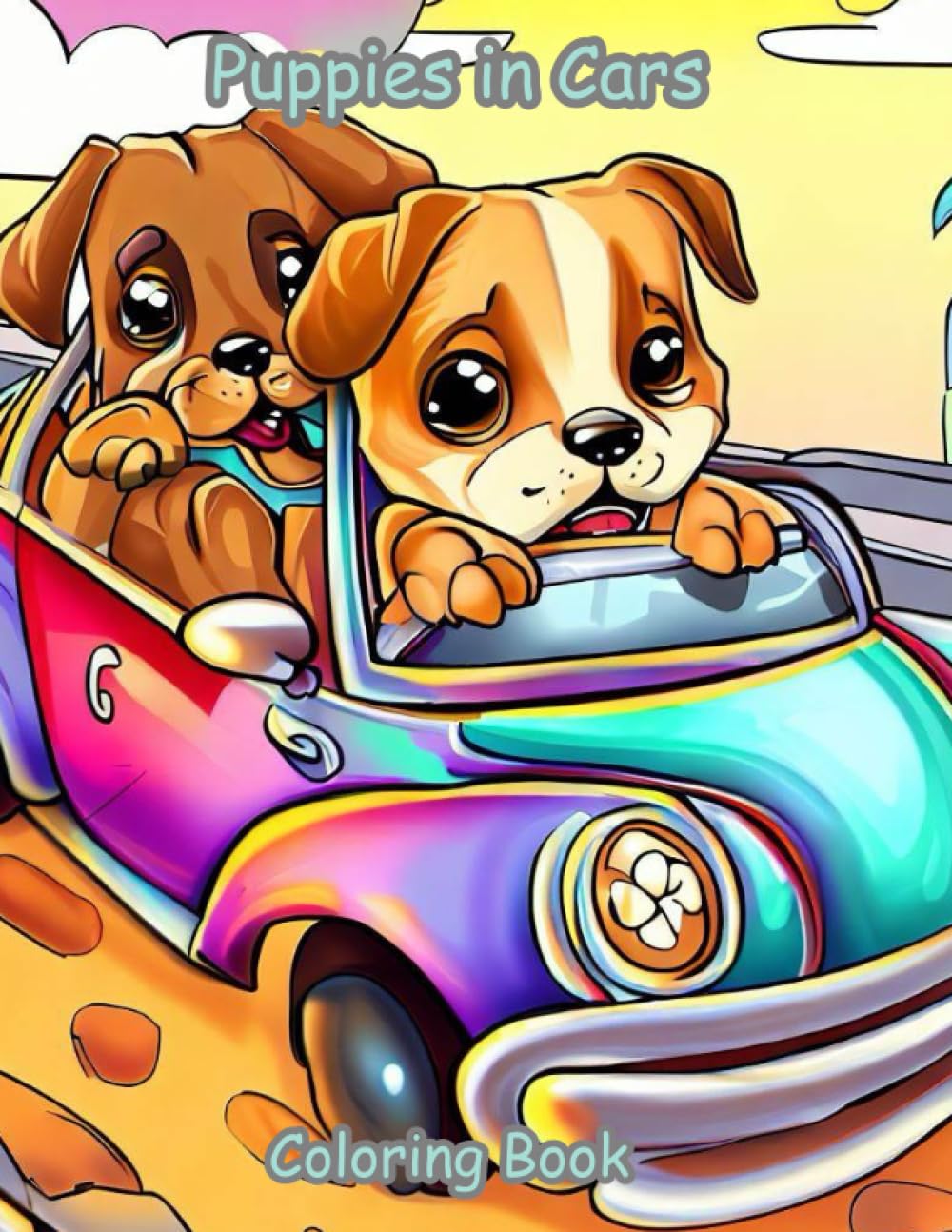 Coloring Book Puppies in Cars