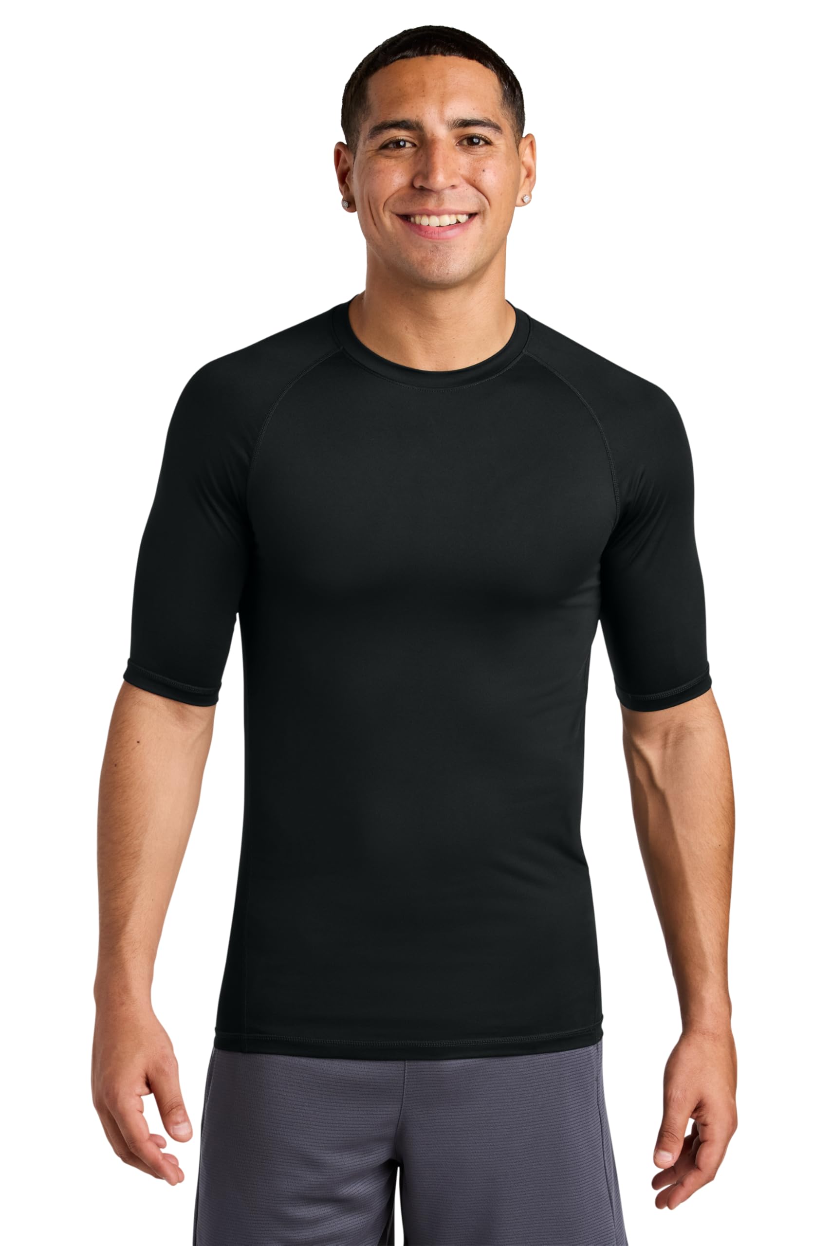 SPORT-TEK Unisex PosiCharge Compression Half-Sleeve Tee | Moisture Wicking Gym Top for Men and Women, UPF 50 Protection